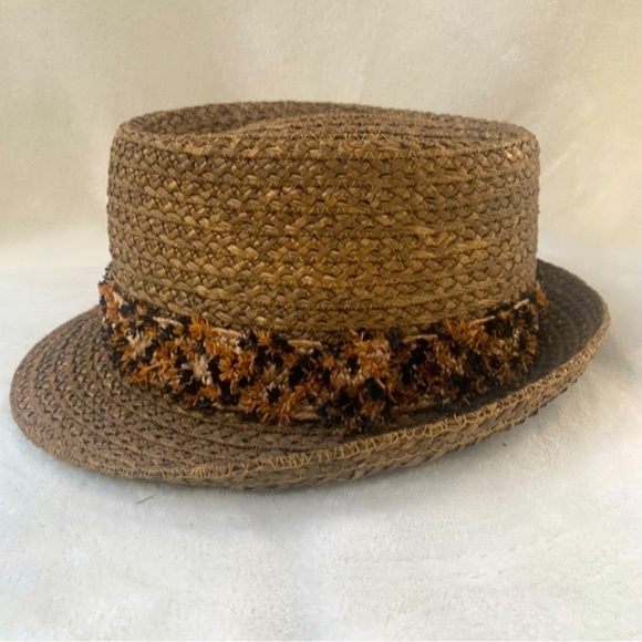 Vintage Genuine Pedalino Straw Fedora Sun Hat - Size 7 - Unisex - Made in Italy - Picture 5 of 10